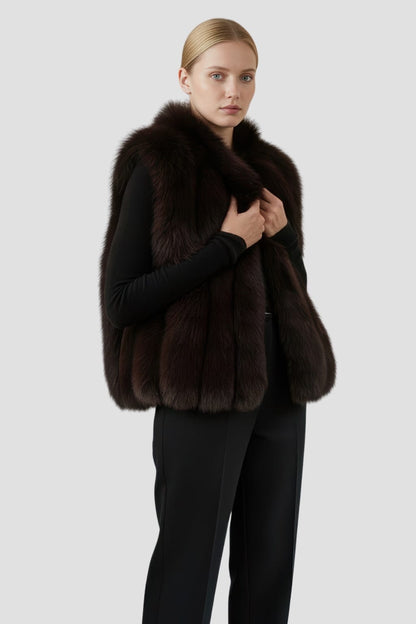 Gilet en fourrure de renard marron Héritage fourrure