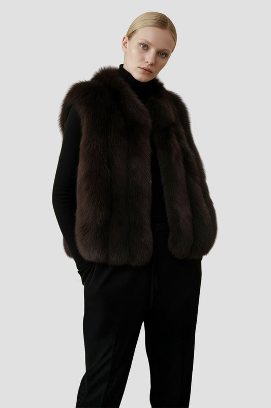 Gilet en fourrure de renard marron Héritage fourrure