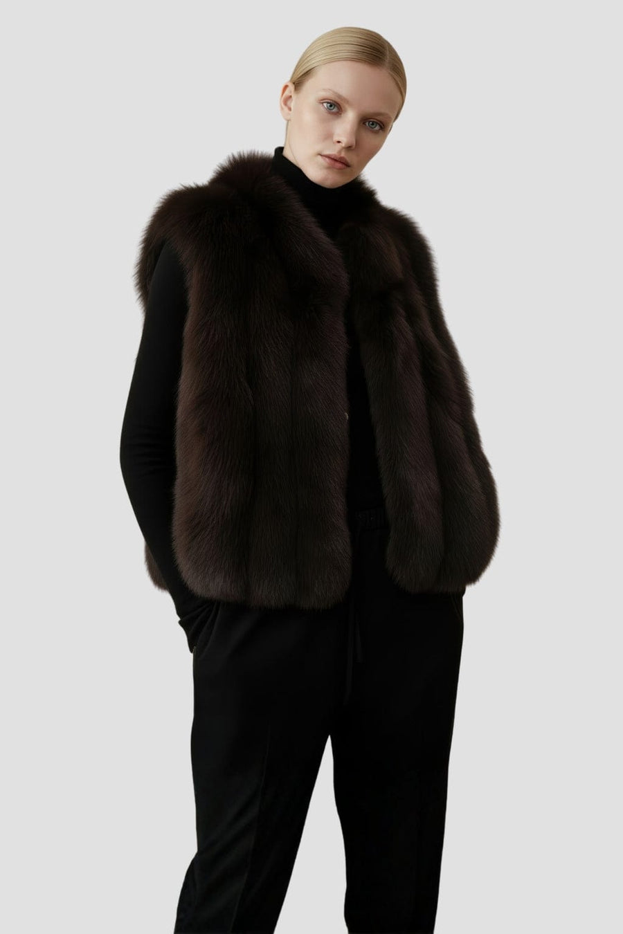 Gilet en fourrure de renard marron Héritage fourrure