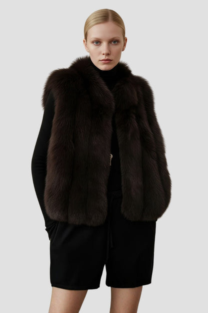 Gilet en fourrure de renard marron Héritage fourrure
