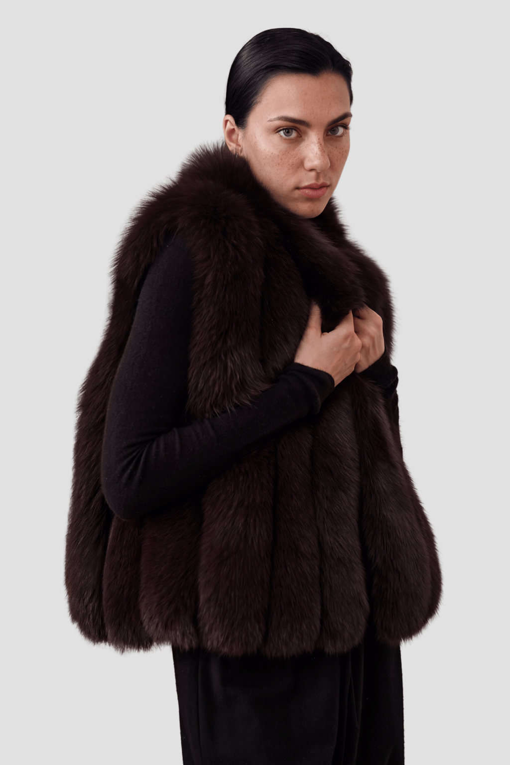 Gilet en fourrure de renard marron Héritage fourrure