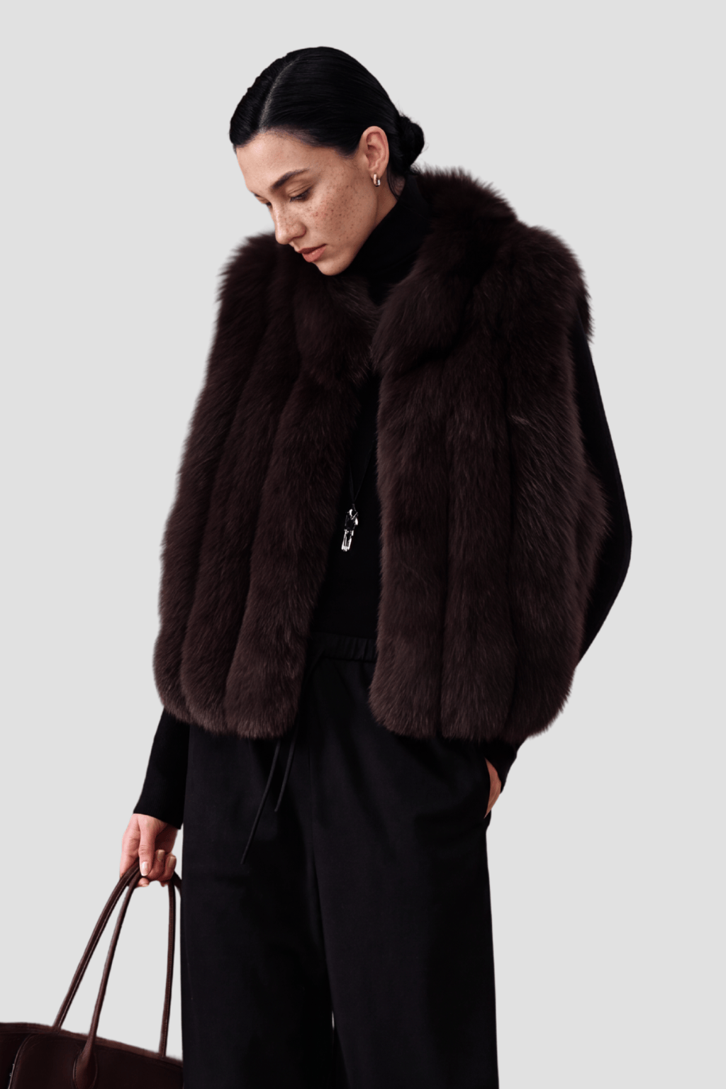 Gilet en fourrure de renard marron Héritage fourrure