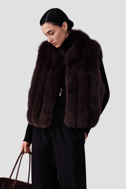 Gilet en fourrure de renard marron Héritage fourrure