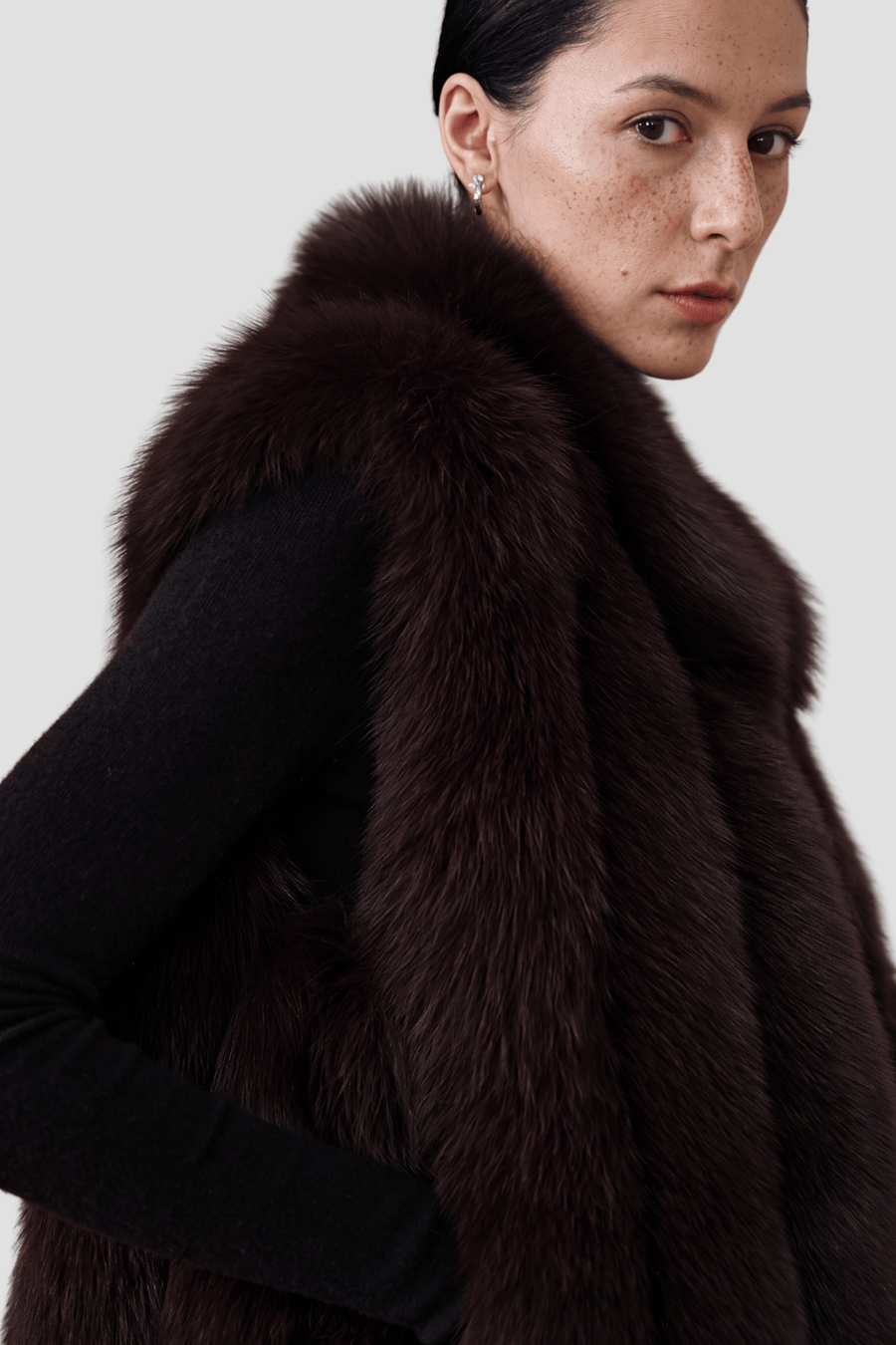 Gilet en fourrure de renard marron Héritage fourrure