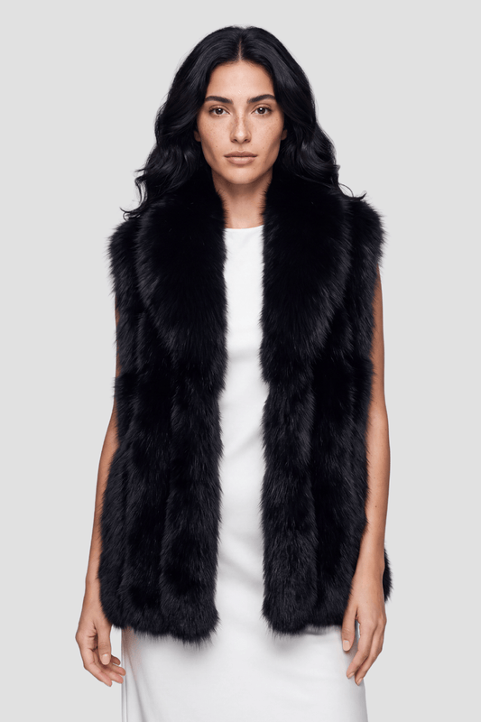 Gilet en fourrure de renard noir Héritage fourrure