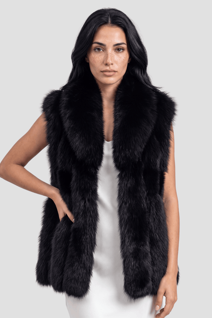 Gilet en fourrure de renard noir Héritage fourrure