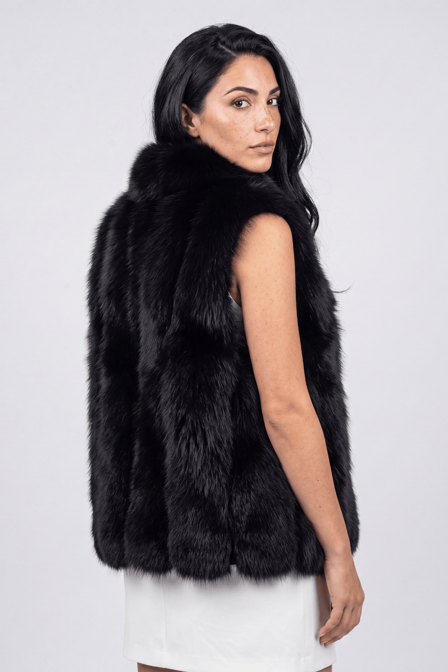 Gilet en fourrure de renard noir Héritage fourrure