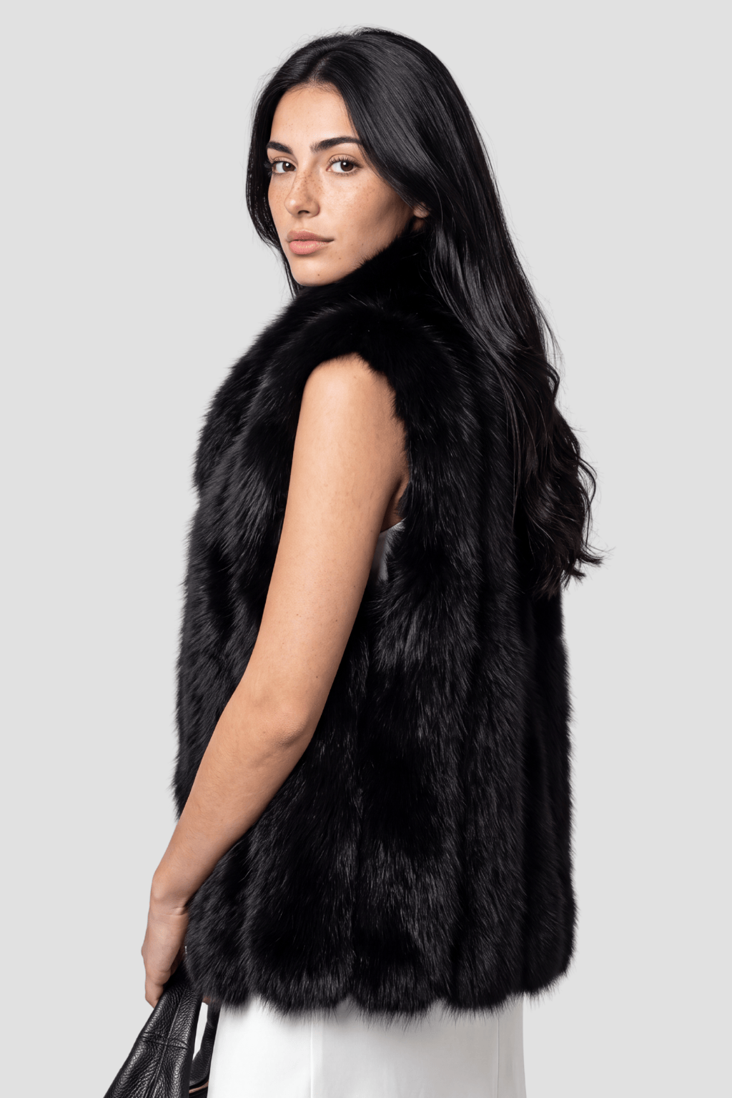 Gilet en fourrure de renard noir Héritage fourrure