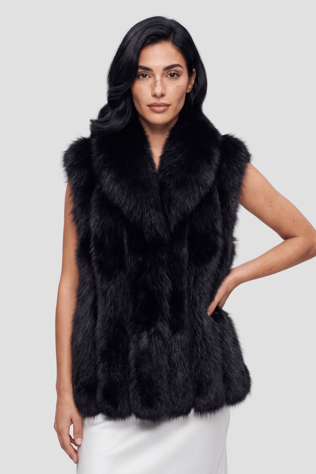 Gilet en fourrure de renard noir Héritage fourrure