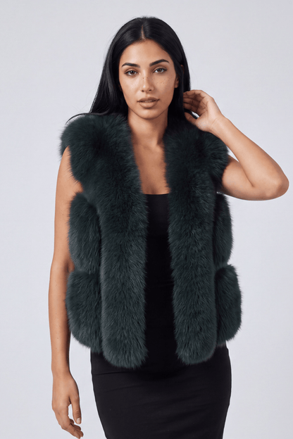 Gilet en fourrure de renard vert Héritage fourrure