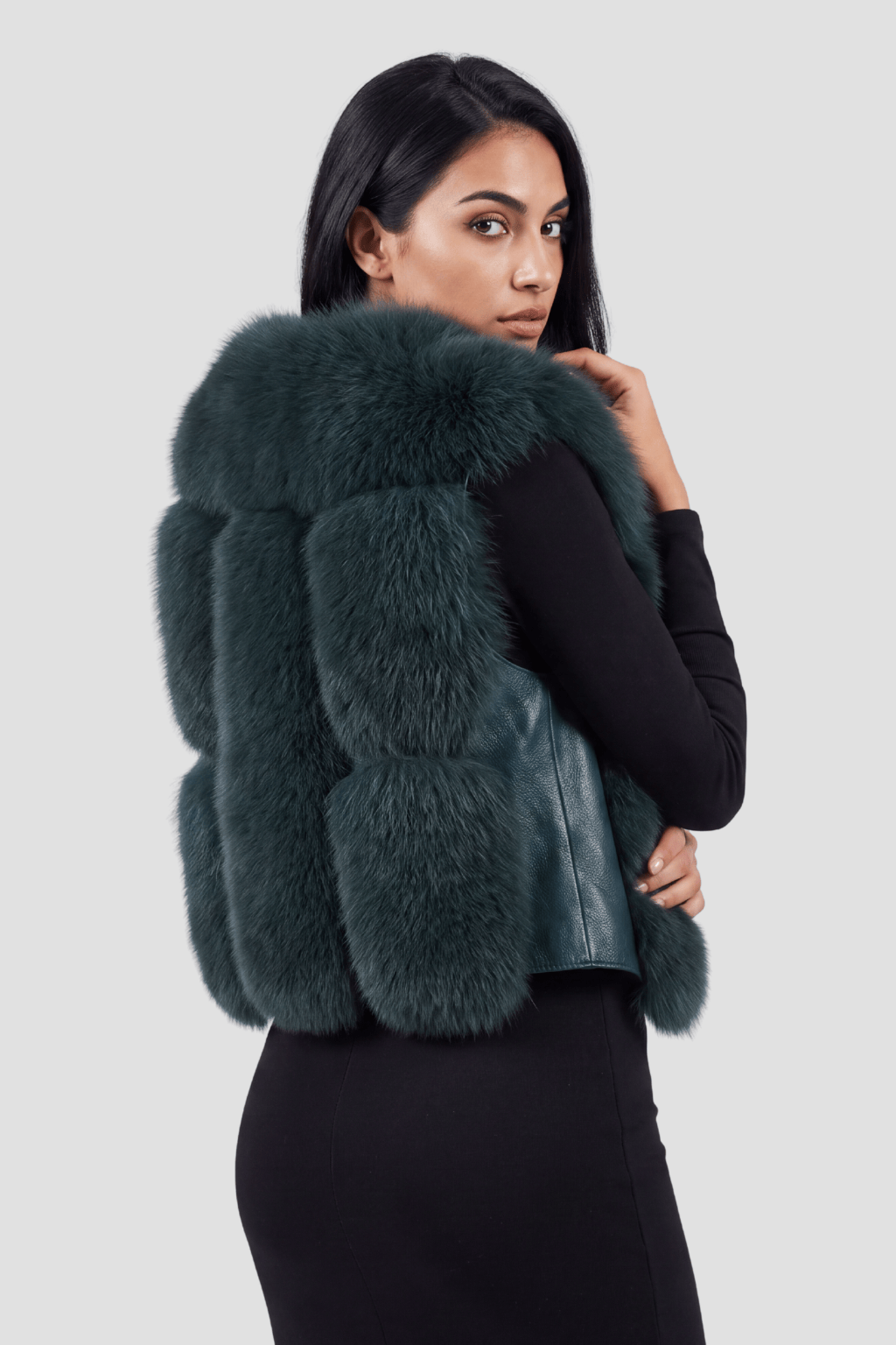 Gilet en fourrure de renard vert Héritage fourrure