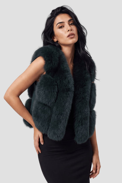 Gilet en fourrure de renard vert Héritage fourrure