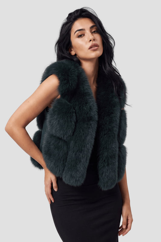 Gilet en fourrure de renard vert Héritage fourrure