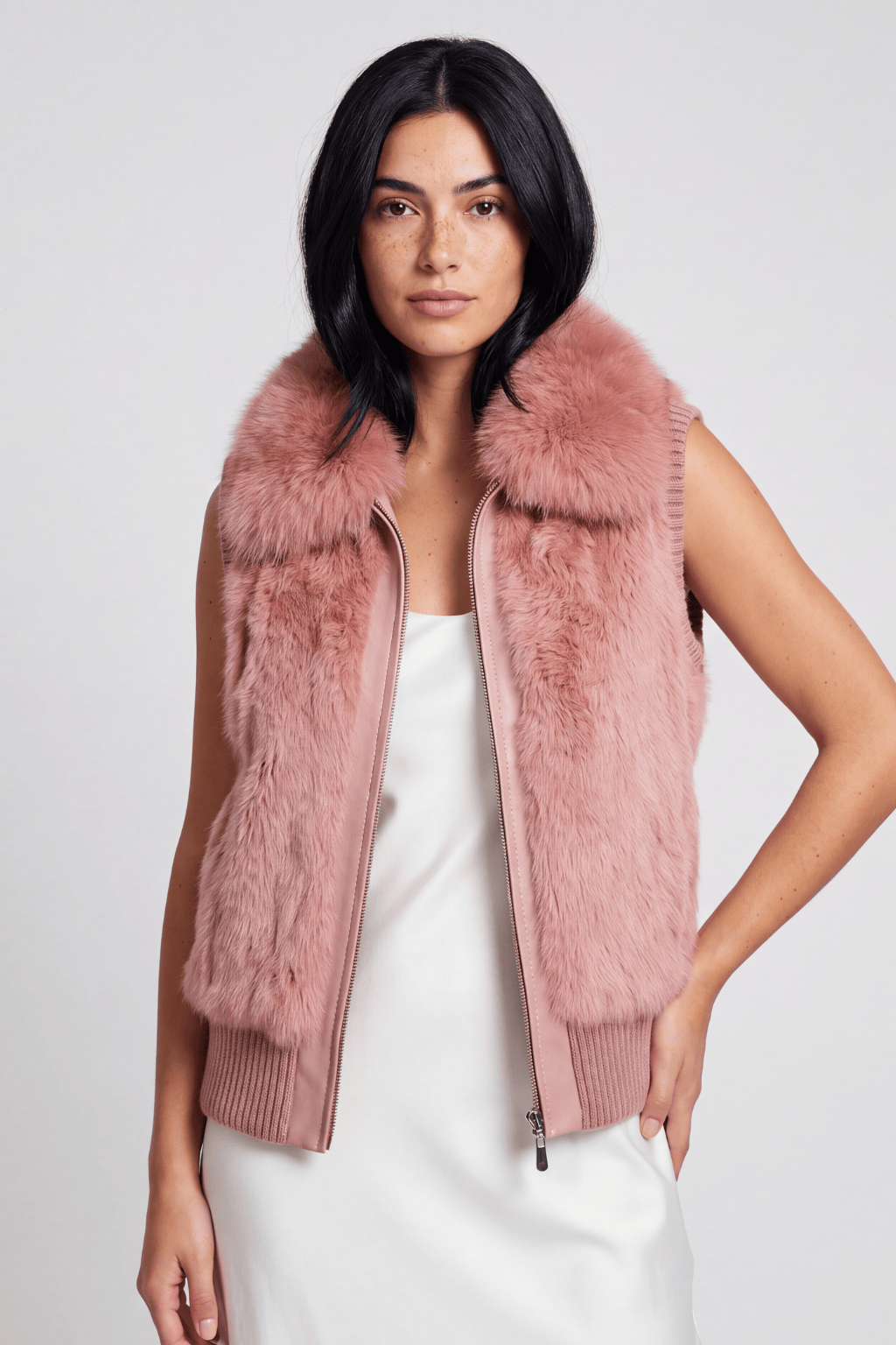 Gilet en fourrure rose Héritage fourrure