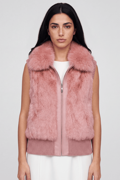 Gilet en fourrure rose Héritage fourrure
