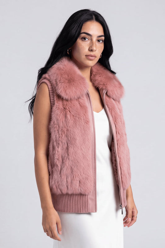 Gilet en fourrure rose Héritage fourrure