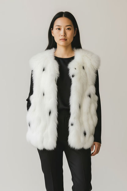 Gilet en fourrure sans manches blanc Héritage fourrure