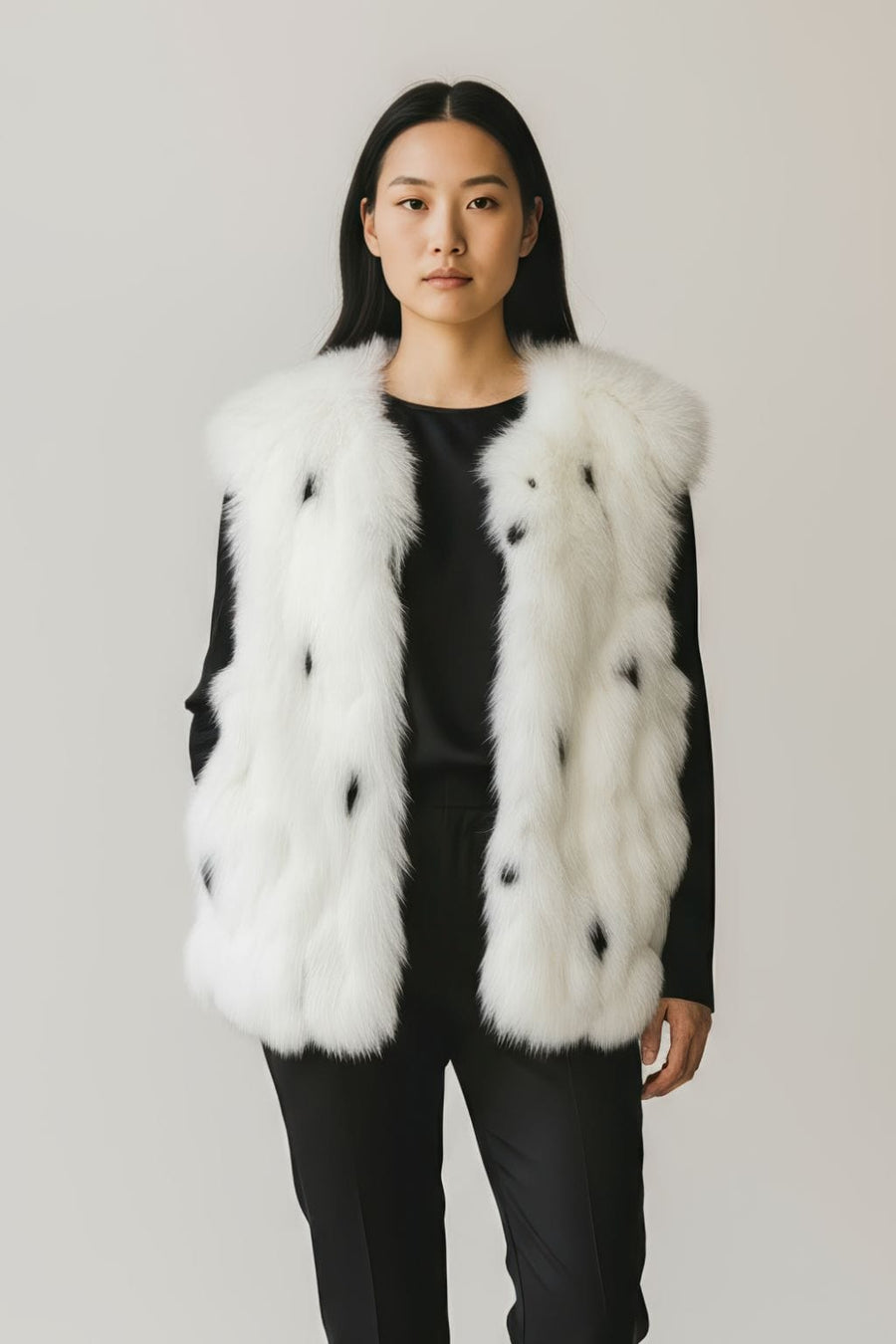 Gilet en fourrure sans manches blanc Héritage fourrure