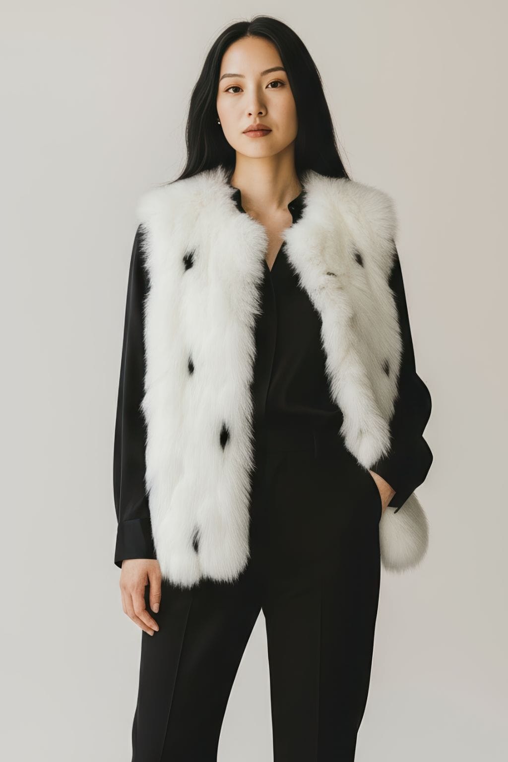 Gilet en fourrure sans manches blanc Héritage fourrure