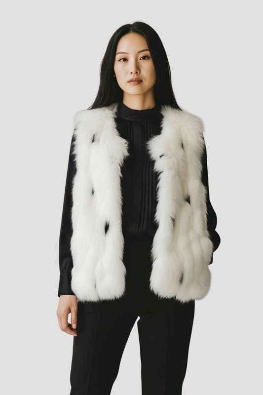Gilet en fourrure sans manches blanc Héritage fourrure