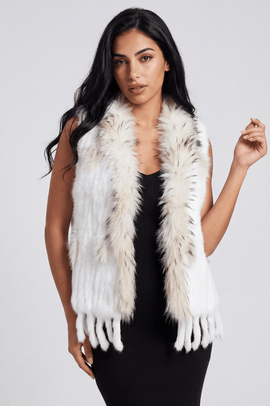 Gilet en fourrure sans manches blanc Héritage fourrure