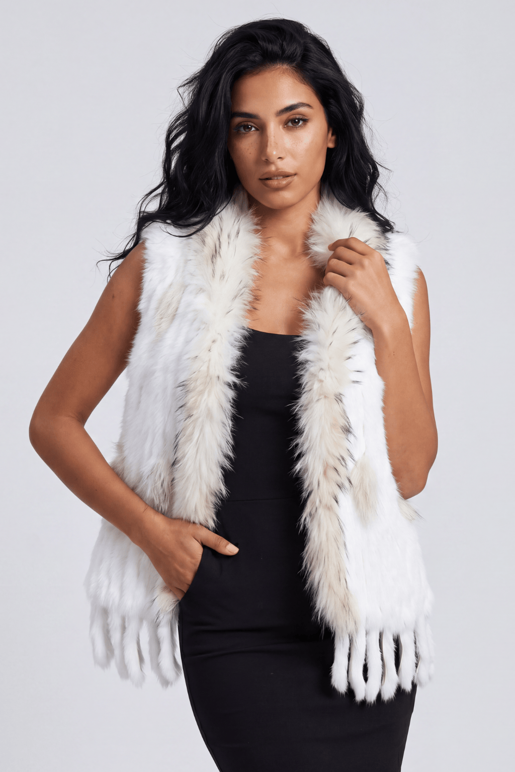 Gilet en fourrure sans manches blanc Héritage fourrure