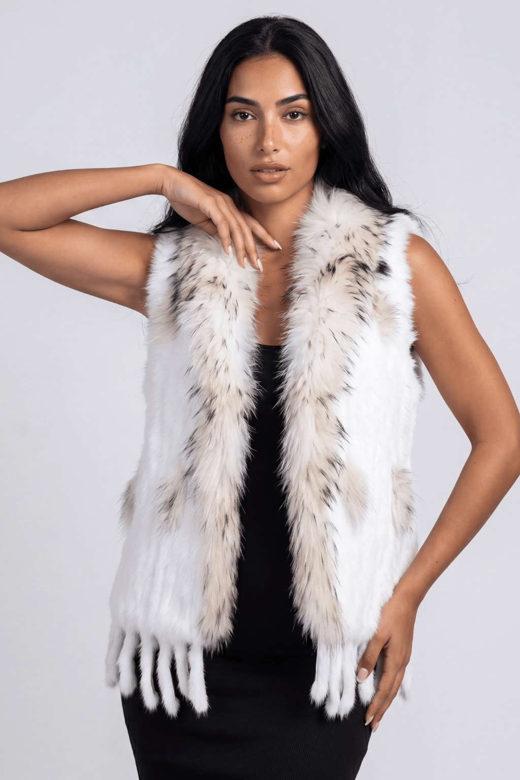 Gilet en fourrure sans manches blanc Héritage fourrure