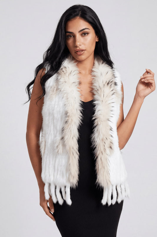 Gilet en fourrure sans manches blanc Héritage fourrure