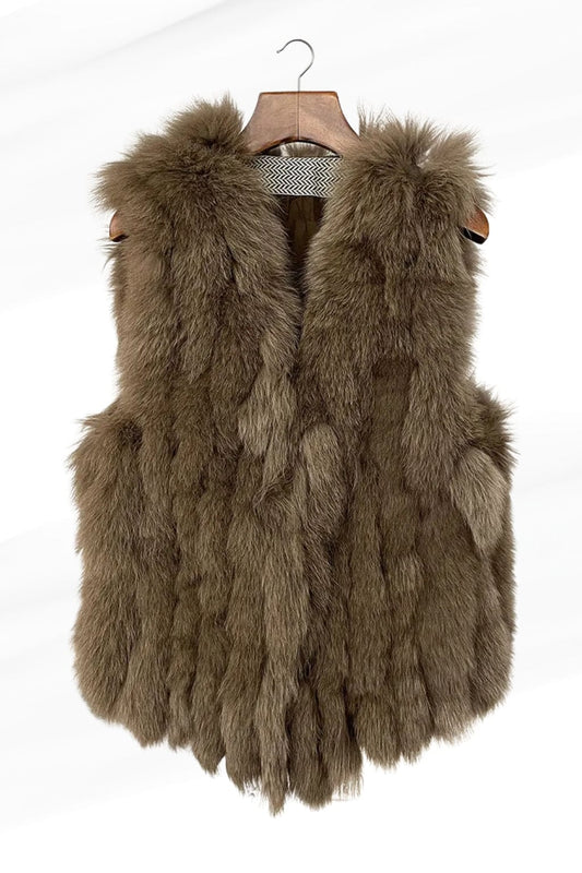 Gilet en fourrure sans manches brun Héritage fourrure