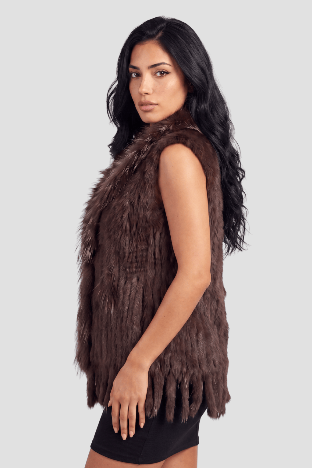 Gilet en fourrure sans manches brun Héritage fourrure
