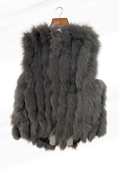 Gilet en fourrure sans manches gris Héritage fourrure