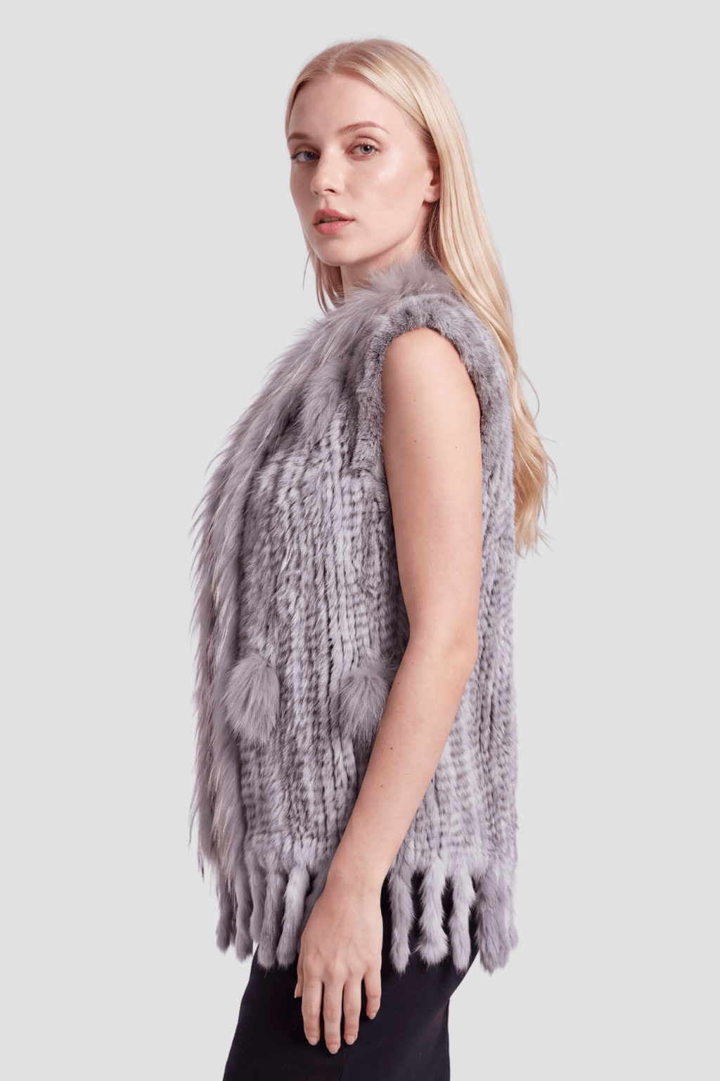 Gilet en fourrure sans manches gris Héritage fourrure