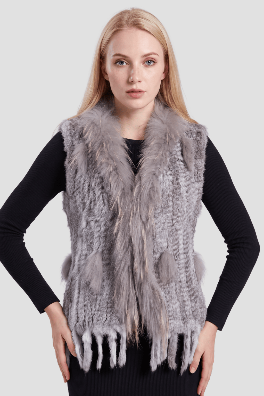 Gilet en fourrure sans manches gris Héritage fourrure