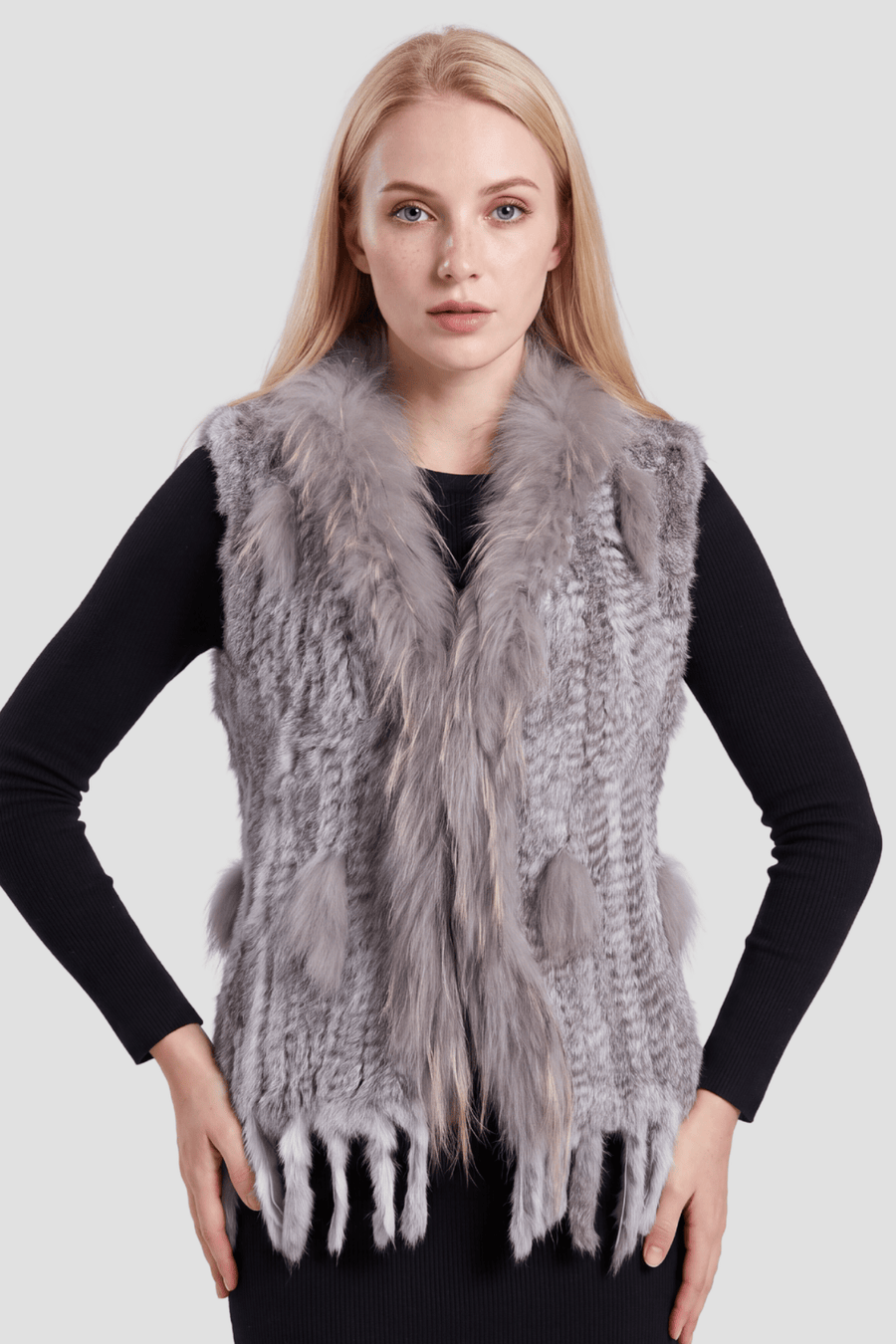 Gilet en fourrure sans manches gris Héritage fourrure