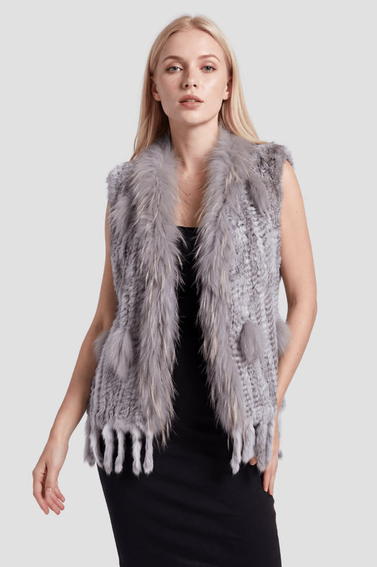 Gilet en fourrure sans manches gris Héritage fourrure