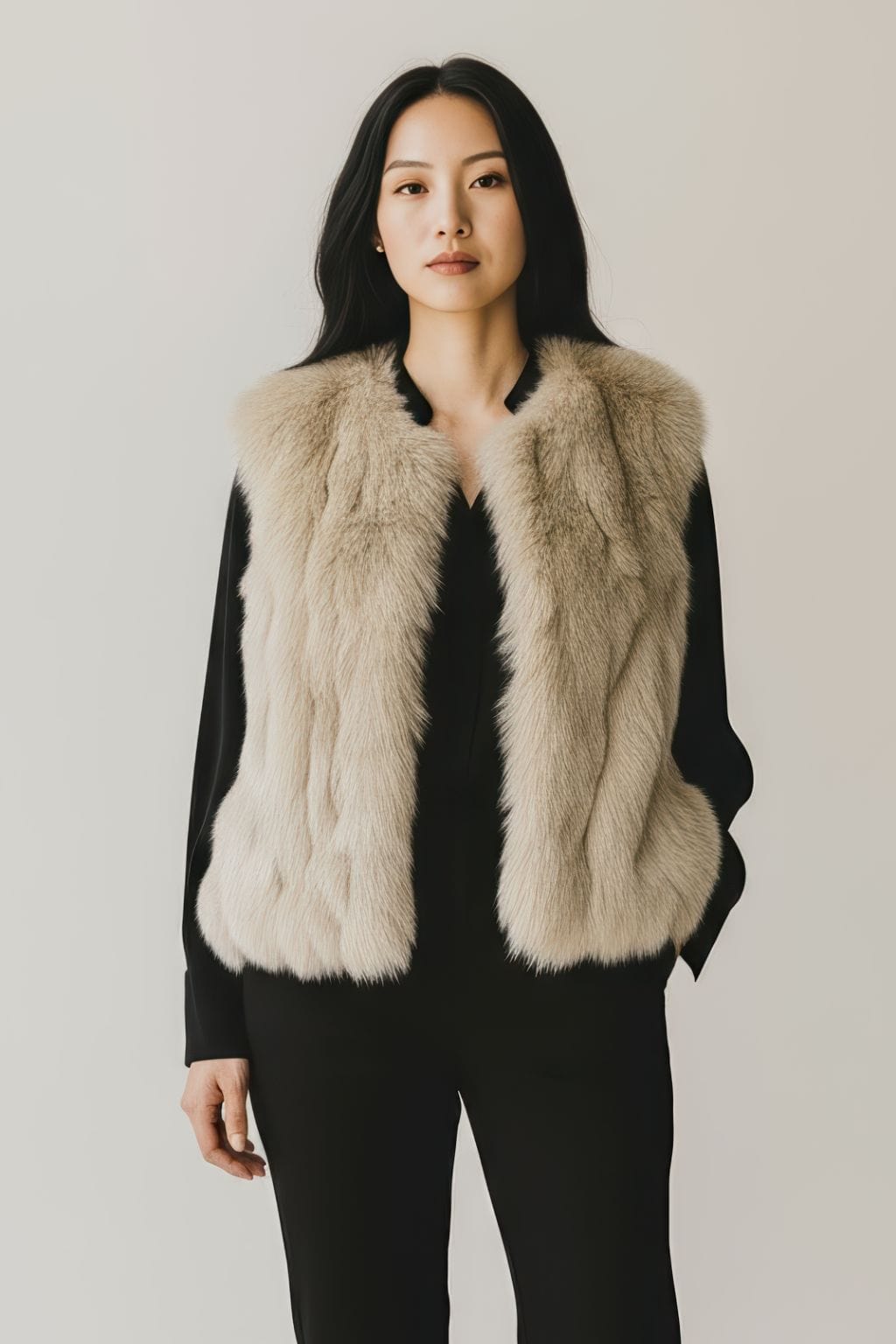 Gilet en fourrure sans manches marron Héritage fourrure