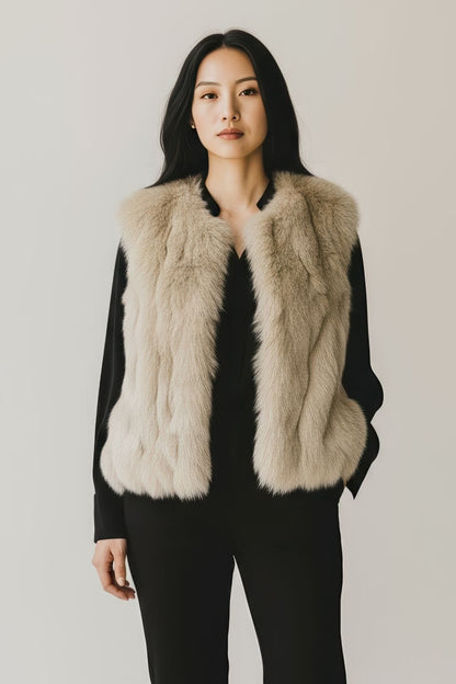 Gilet en fourrure sans manches marron Héritage fourrure