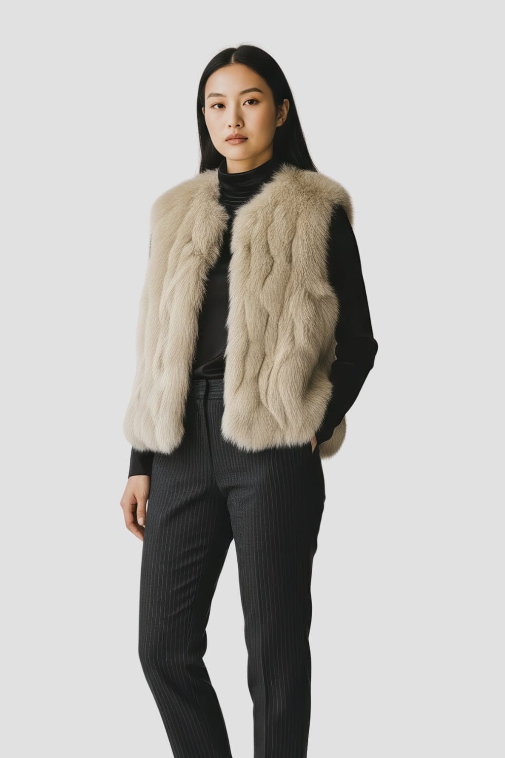 Gilet en fourrure sans manches marron Héritage fourrure