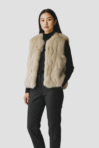 Gilet en fourrure sans manches marron Héritage fourrure