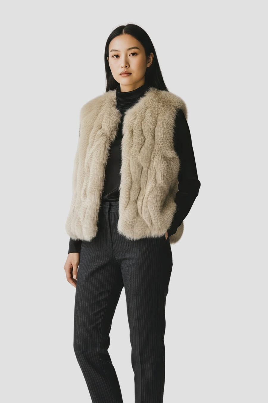 Gilet en fourrure sans manches marron Héritage fourrure