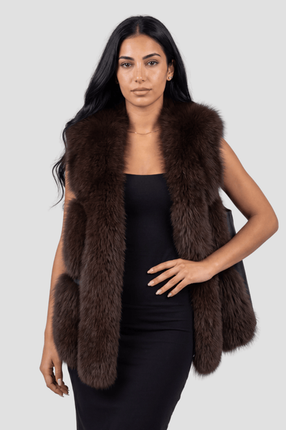Gilet en fourrure sans manches marron Héritage fourrure