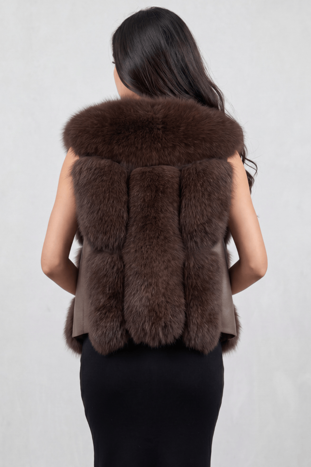 Gilet en fourrure sans manches marron Héritage fourrure
