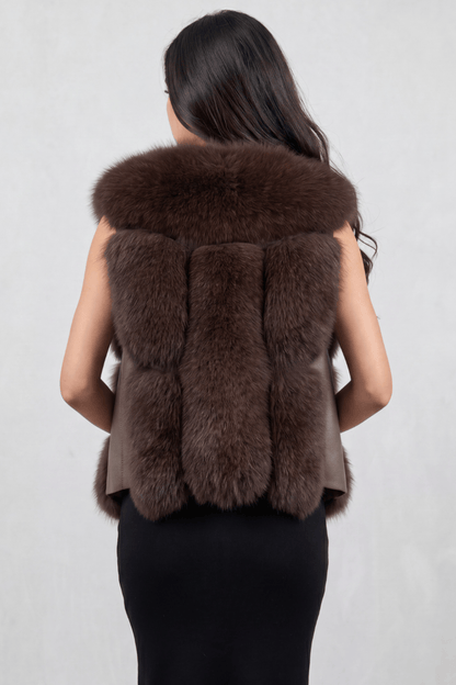 Gilet en fourrure sans manches marron Héritage fourrure