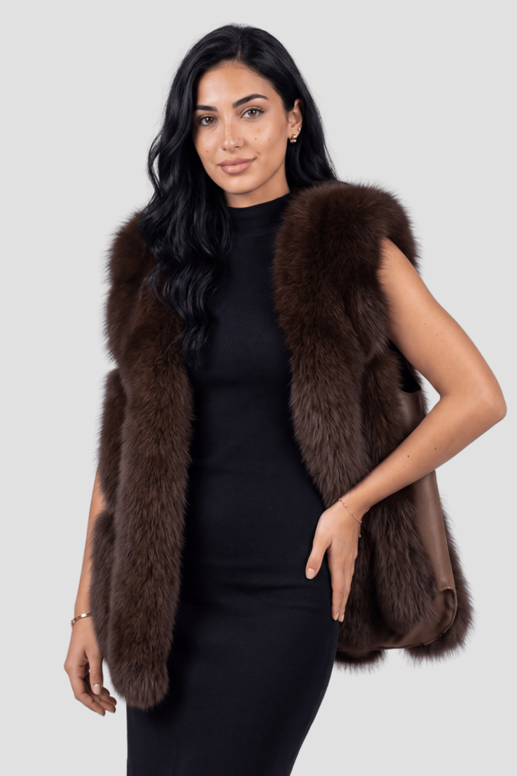 Gilet en fourrure sans manches marron Héritage fourrure