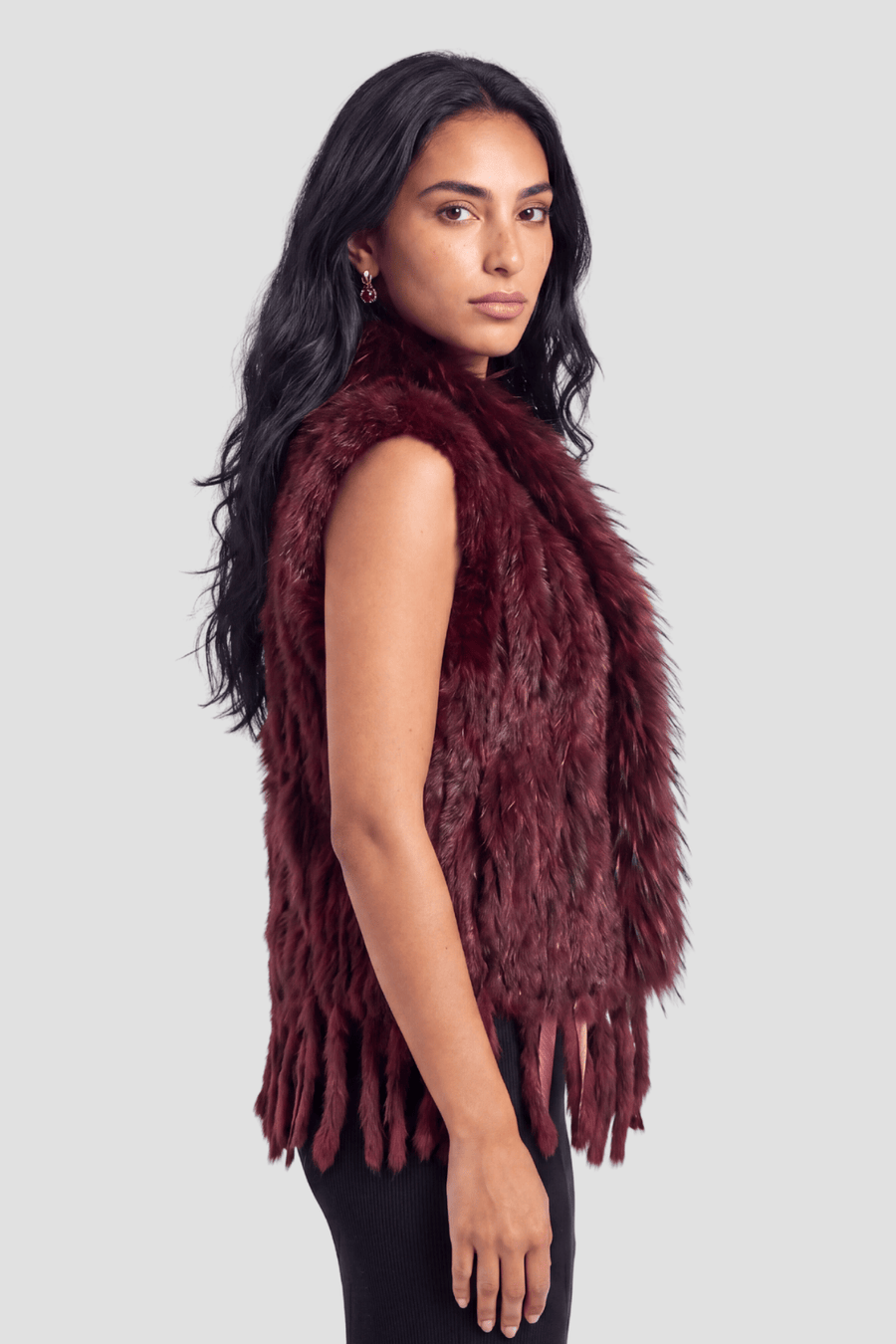 Gilet fourrure bordeaux Héritage fourrure