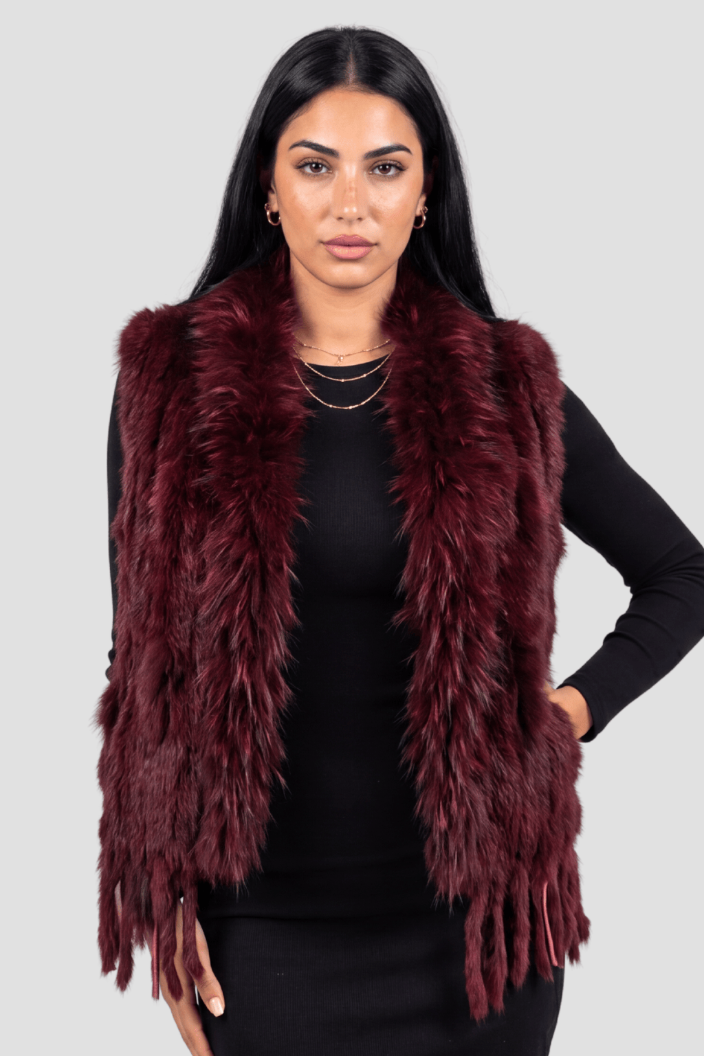 Gilet fourrure bordeaux Héritage fourrure