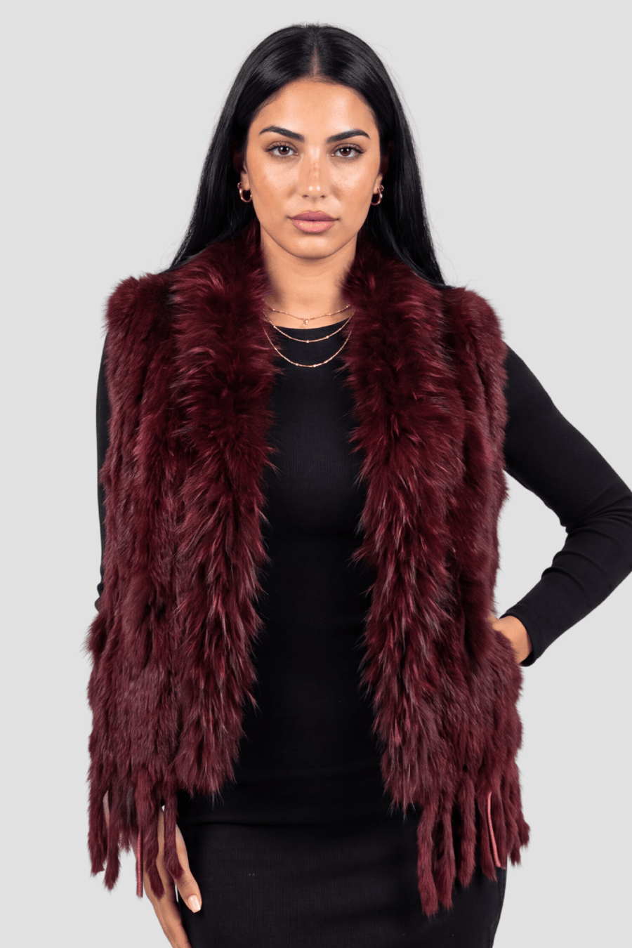 Gilet fourrure bordeaux Héritage fourrure
