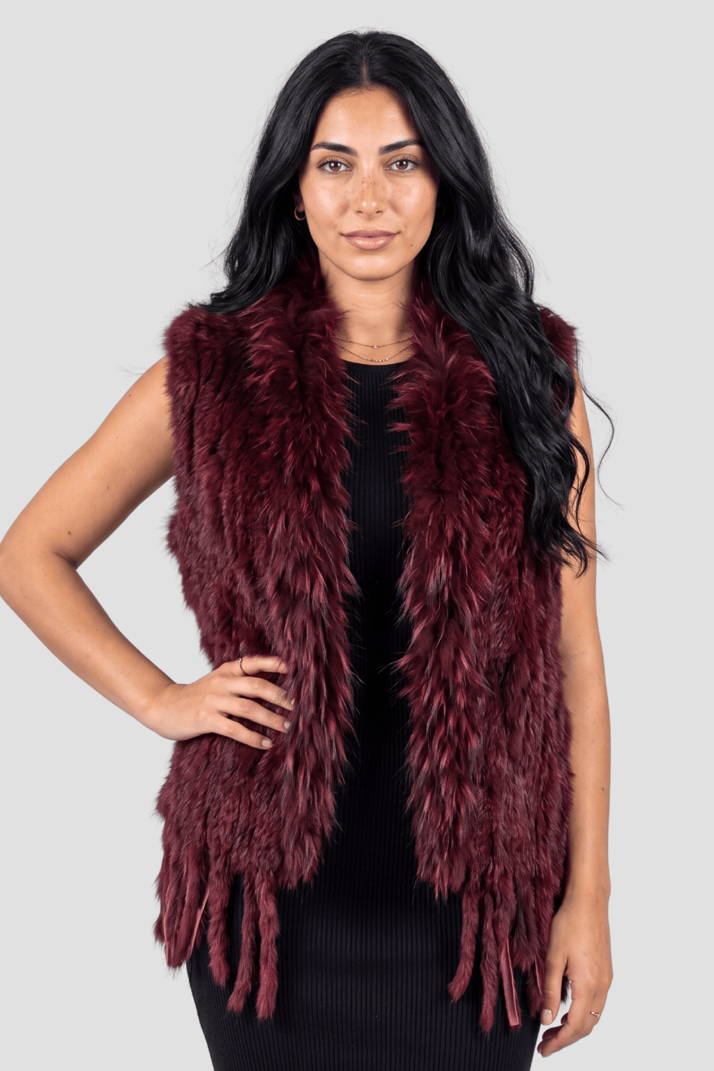 Gilet fourrure bordeaux Héritage fourrure