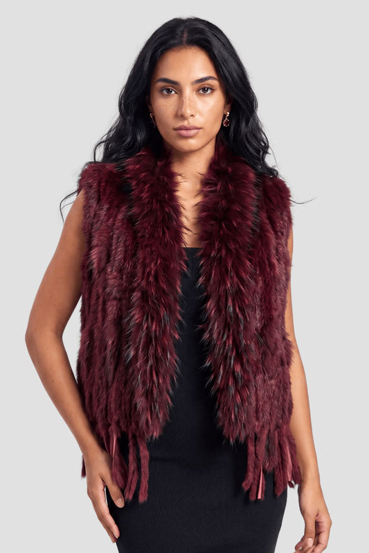 Gilet fourrure bordeaux Héritage fourrure