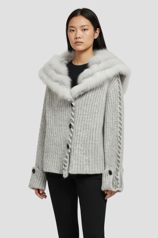 Gilet fourrure femme argenté Héritage fourrure